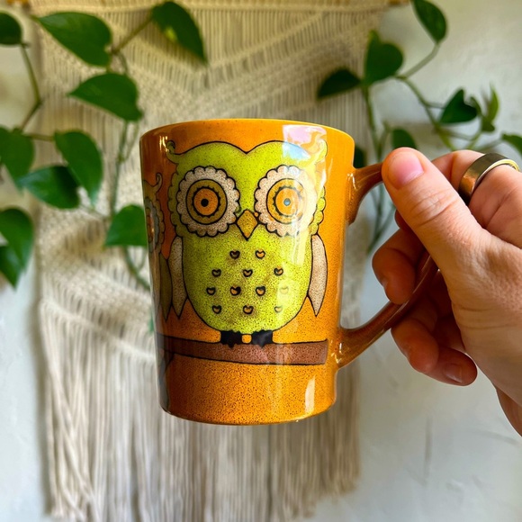 Vintage Home Essentials Owl Mug β Retro Boho Ceramic Coffee Cup - Picture 1 of 6